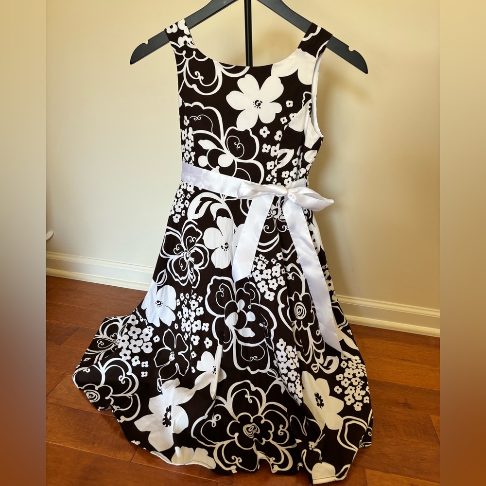 Girls My Michelle Brown & White Floral Dress – Size 12